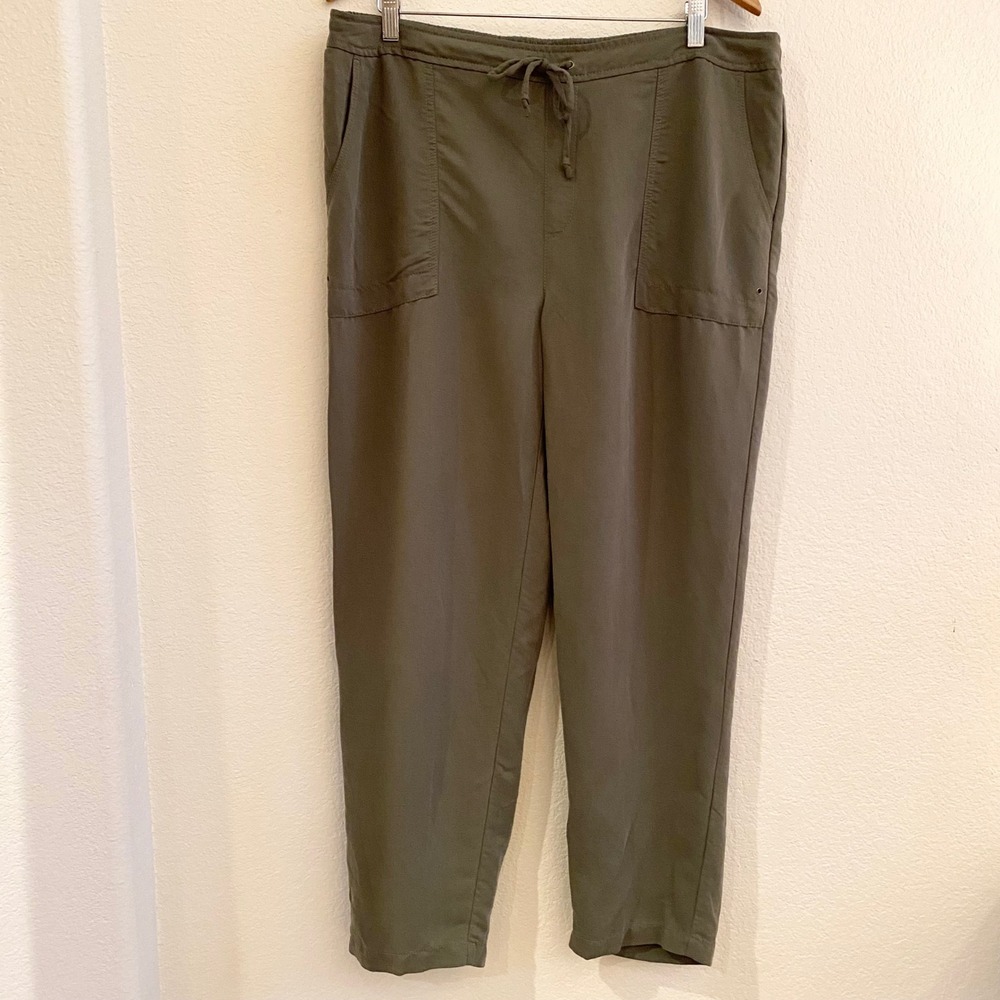 Chicos Olive Green Utility Pants Drawstring Waist Wide Leg Casual Womens Size 3